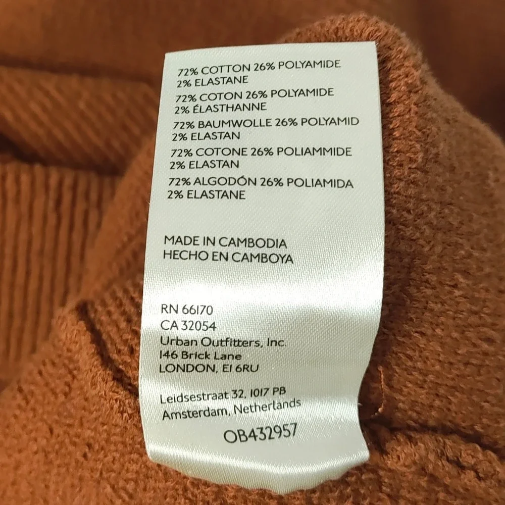 Free People Oversized Livvy Sweater Ribbed Mock Neck Rust Brown Boxy Lounge‎ XS